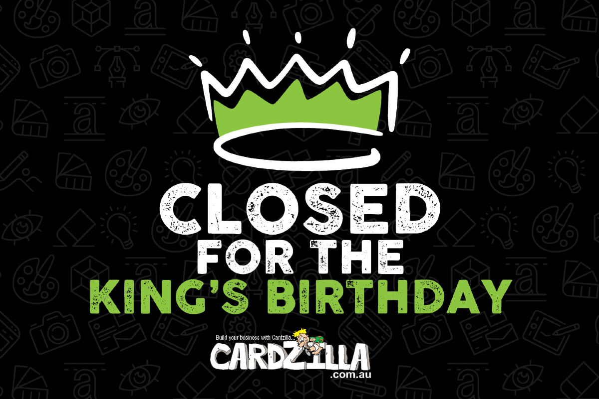 Stationary graphics with a Crown icon closed for Kings Birthday